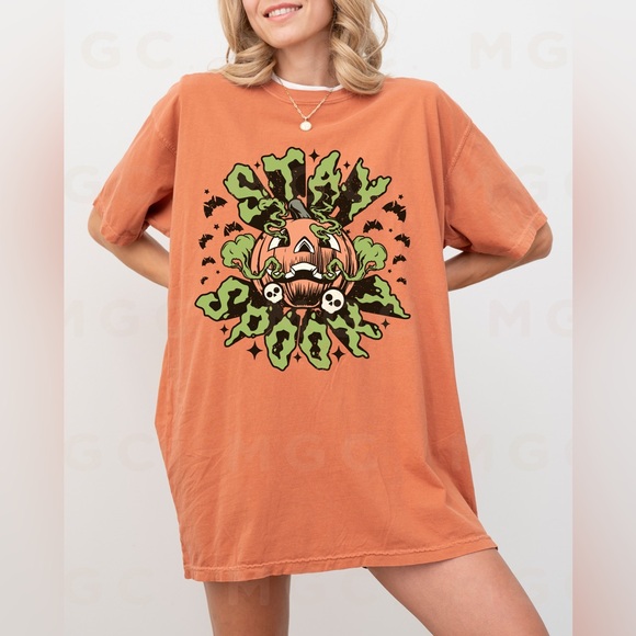 Comfort Colors Stay Spooky Halloween Pumpkin Shirt - Picture 4 of 10